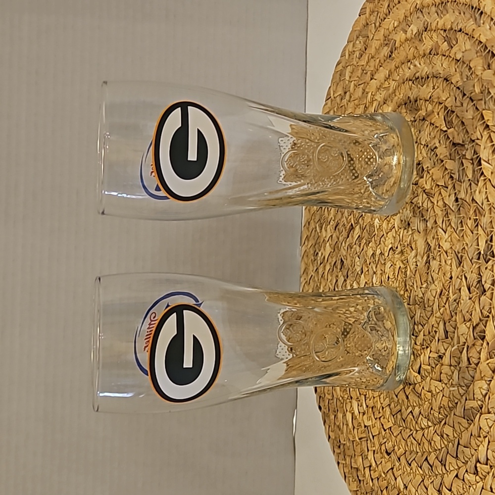 NFL Green Bay Packers Miller Lite Beer Glasses Set of 2